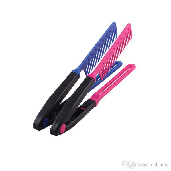 V Shape Folding Hairbrush Hair Straightener Comb Salon Hairdresser