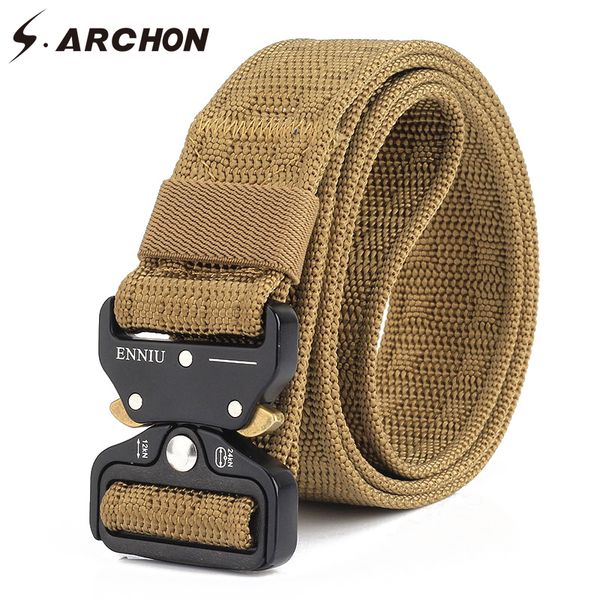 

s.archon new nylon belt men knock off emergency survival waist tactical gear army tactical belt swat combat army belts, Black;brown