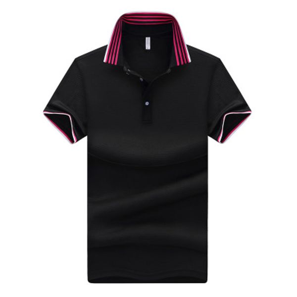 

summer turn-down shirts on collar casual striped men short cotton shirt knitted male sleeve collar diiue, Black
