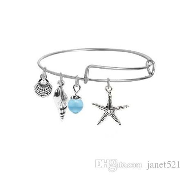 

stylish expandable bracelets shell ,the tree of life , hamsa hand , starfish charm silver filled extendable bracelet, Black