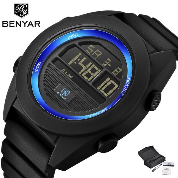 

benyar brand 2018 new design luxury digital watch men black silicone band waterproof sport watches boys clock relogio masculino, Slivery;brown
