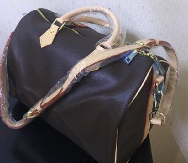 

Damier Azur холст сумка Speedy 25 30 35 handag с ремешком холст кожаные сумки реальные окислительные кожаные сумки Speedy кошелек с замком и ключом