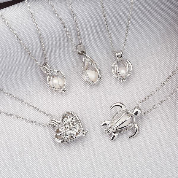

2020 wholesale love wish pearl cages locket necklace freshwater pearls oyster pendant necklace pendant necklace ss001, Silver