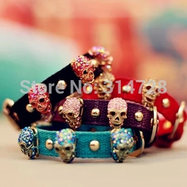 

parkly diamond adjustable dog collar diamante skull pet accessories mascotas collier pour chien collar perro coleira