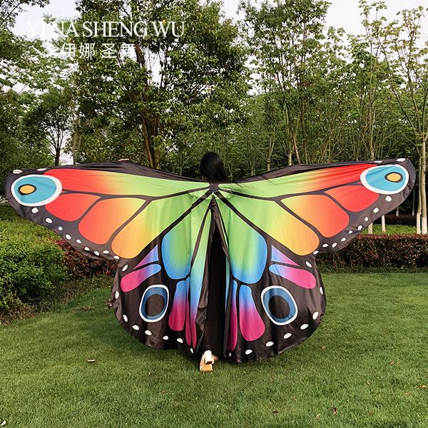 

new belly dance butterfly 360 degree wings oriental dance wings colorful stage performance props belly without stick, Black;red