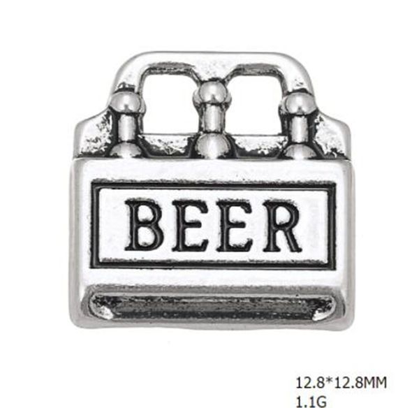 

2021 bottle of beer box charm for beer lovers antique silver plated diy pendant charms other customized jewelry, Bronze;silver