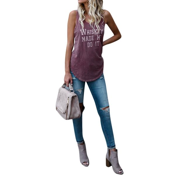 

whiskey made me do it tank women workout racerback camisole sleeveless, White