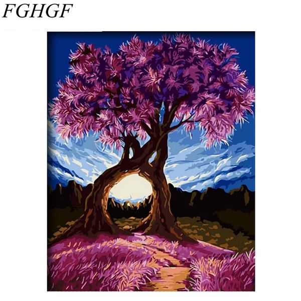 

fghgf romantic trees diy painting by numbers modern home wall art picture acrylic paint on canvas for wedding decoration
