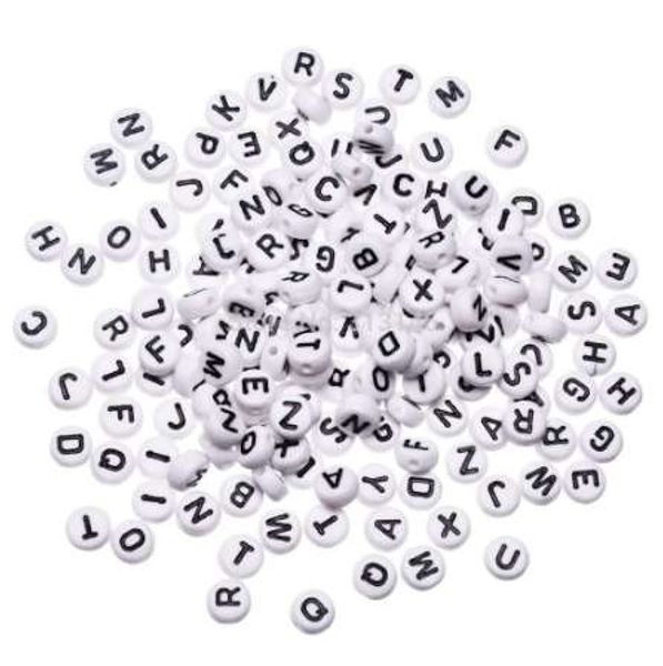 1000 pcs branco redondo alfabeto grânulos de acrílico grânulos mistos diy grânulos frouxos para beading pulseira acessórios de jóias 7mm (1/4 