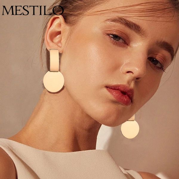 

mestilo new fashion geometric square round coin earrings for women fashion punk gold long drop earrings jewelry brincos, Silver