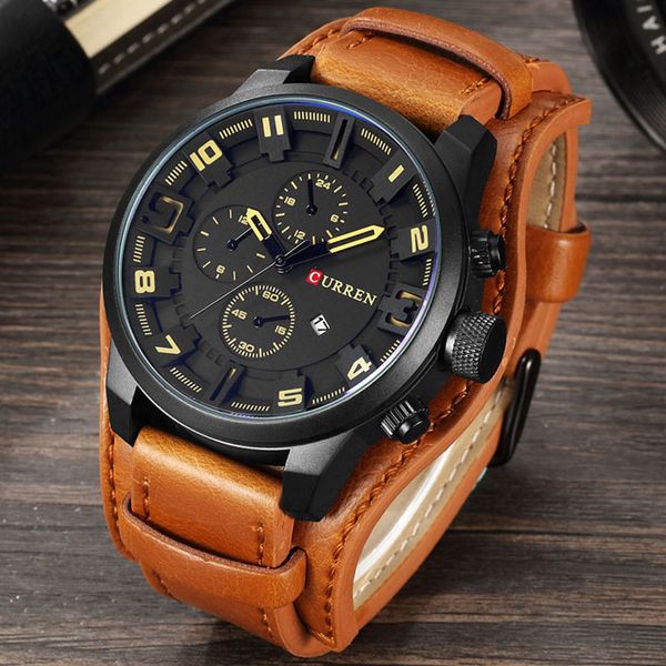 

curren men sport quartz watches mens leather male wristwatch relogio masculino dropshipping 8225, Slivery;brown