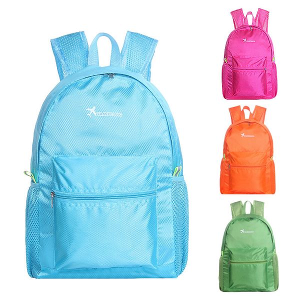 

travel folding backpack outdoor ultra light travel storage bag candy color waterproof shoulder bag