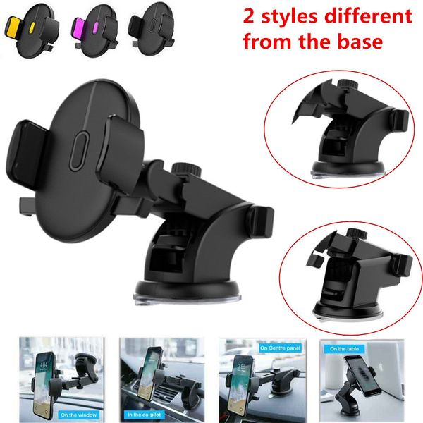 

360 rotation automatically locking windshield mount car phone holder in car stand support for samsung iphone 3 styles 3 colors new