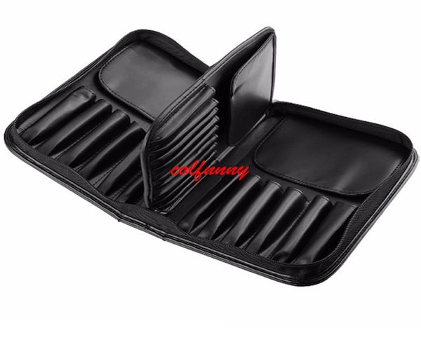 

10pcs/lot fast shipping pu leather 29 pockets makeup artist bags zipper holder brushes case for men women cosmetic brush case