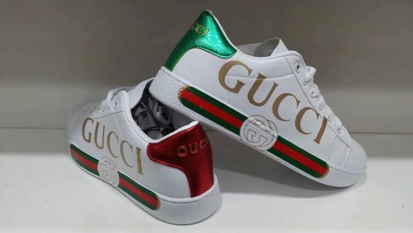 

luxury Brand men women sneaker blue red stripe with top quality Leather designer shoes white black Casual Shoes #099