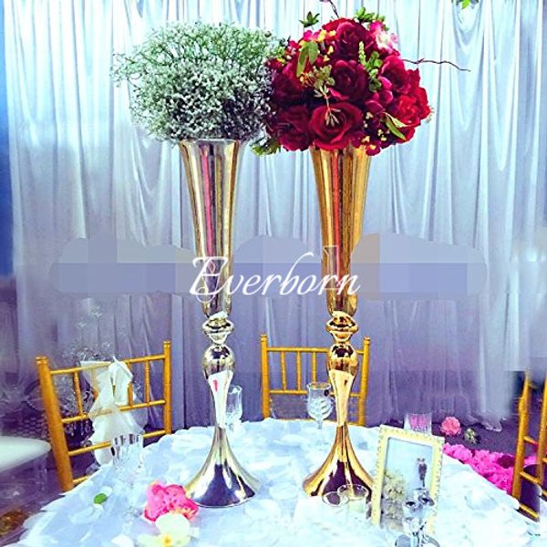 34 6 Inches Tall Gold Flower Vase Metal Vase Mariage For Wedding