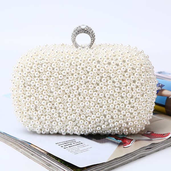 

pearl handbag bags pure manual handmade beaded cultch collocation matching the evening dress for bridal and lady wear handbag lady bag, Black
