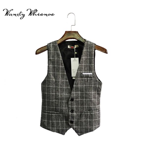 

men casual sleeveless jacket coat mens formal waistcoats dress suit vest slim three button woolen vest british autumn suit, Black;white