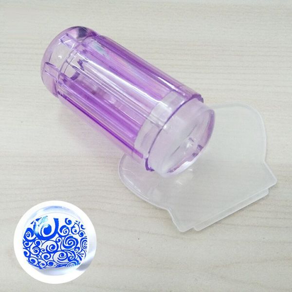 

2017 time-limited nail plates 100% soft silicon clear jelly sticky stamper,2.8cm nail art stamper silicone & scraper stamp tool, White