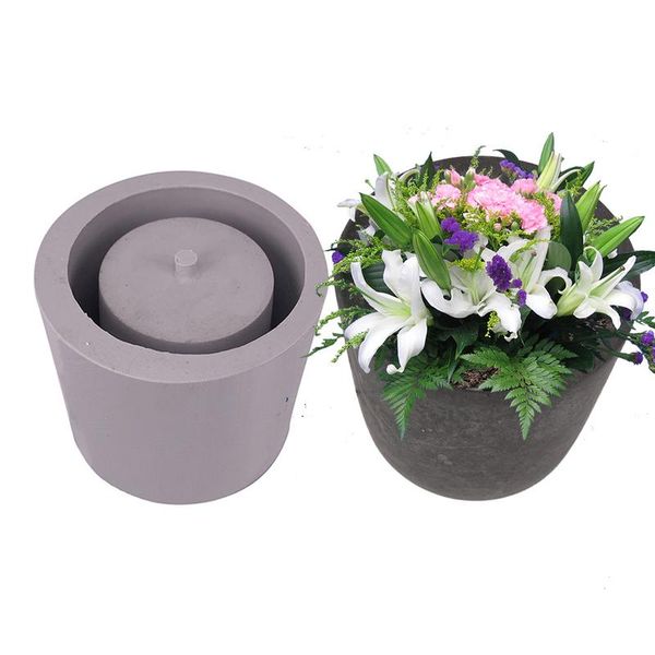 2018 Round Cement Flower Pot Silicone Mold Home Decoration Crafts