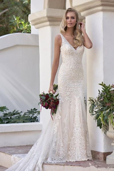 compre 2018 nuevos vestidos de novia de la sirena apliques de encaje