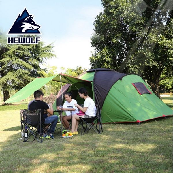 

2018 new anti-uv two bedroom one hall 4-6 person use double layer large waterproof windproof camping family tent