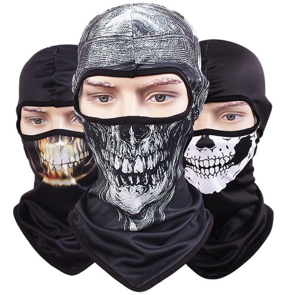 

quick-drying breathable skull cover cs mask men and women outdoor sunscreen horror mask masked head sports riding, Black