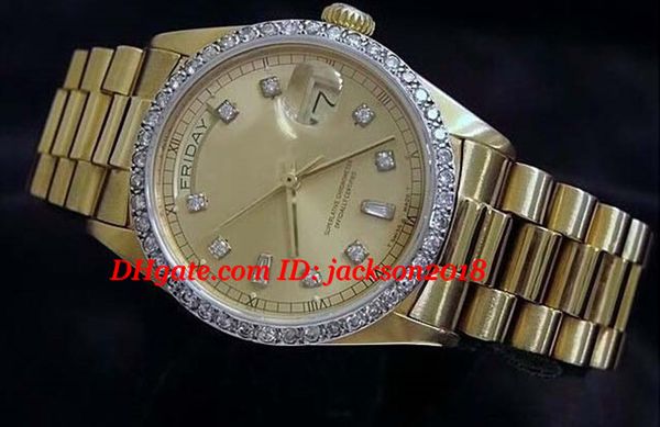 

Top Quality Luxury Watches Wristwatch 18k Yellow Gold Diamond Dial & Bezel 18038 Watch Automatic Mens Men's Watch Watches