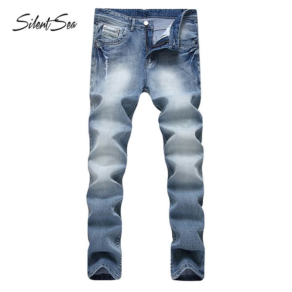 

silentsea men stretch jeans fashion new denim trousers for male spring and autumn retro pants casual men's jeans big size, Blue