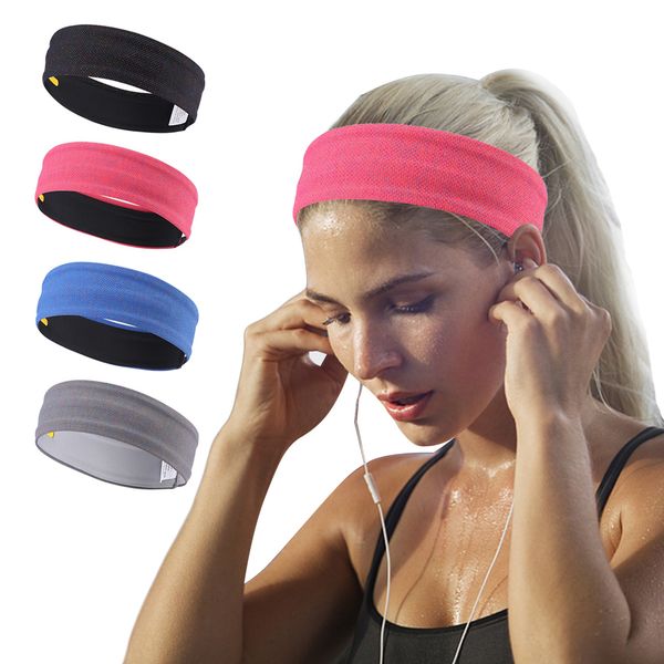 

non slip design sweatband headband hair elastic running fitness sports yoga stretch head soft band hair gym for women men, Yellow;black