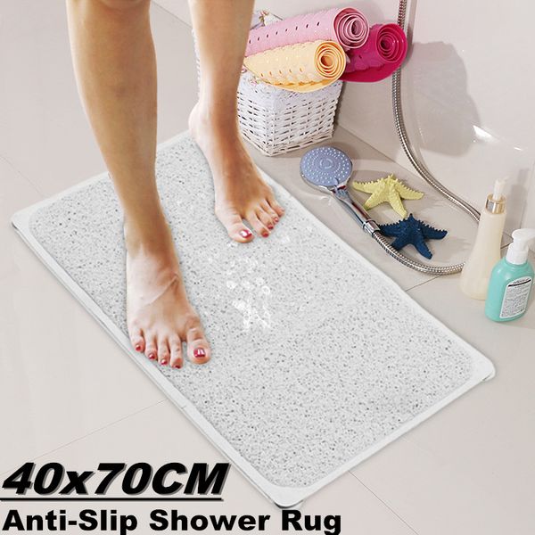 2019 Anti Slip Loofah Shower Mat Rug With Suction Cup White