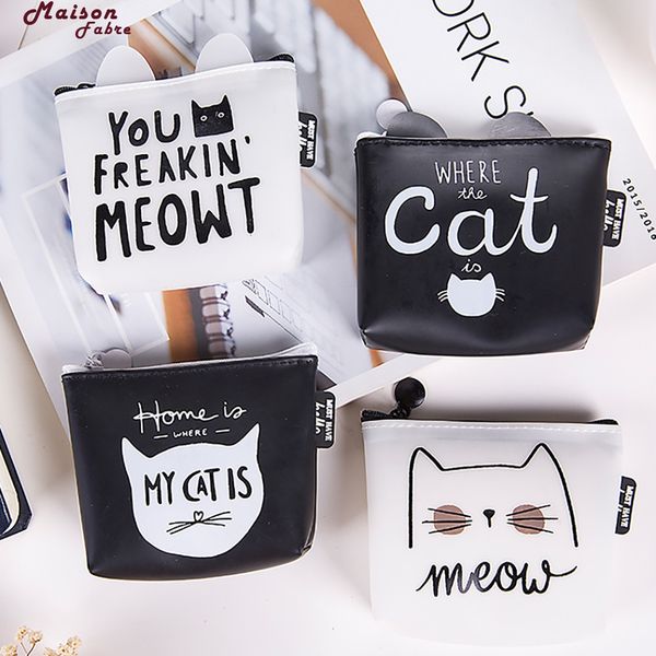 

maison fabre cats coin purses cute women girls cute fashion snacks coin purse wallet bag change pouch key holder, Red;black