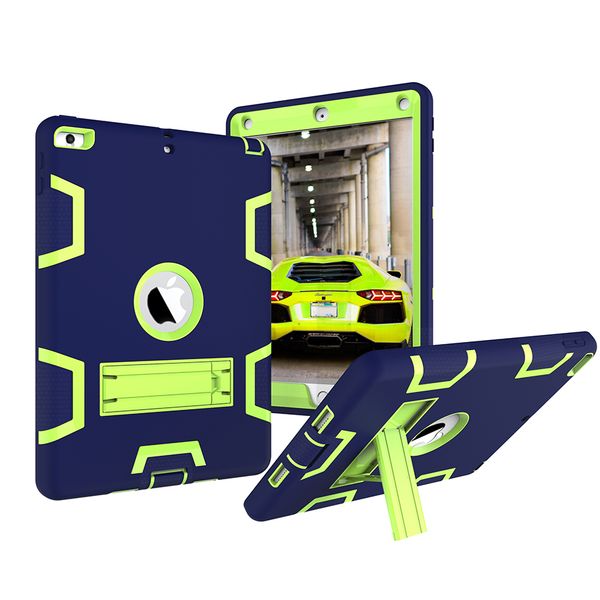 

shockproof case for apple ipad 9.7 inch 2017 2018 new kickstand kids silicone hard full body protective case cover for min 1/2/3 4/5/6 air