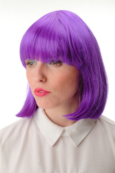 

fashion women's wigs cosplay short long fringe purple hair wigs, Black;brown