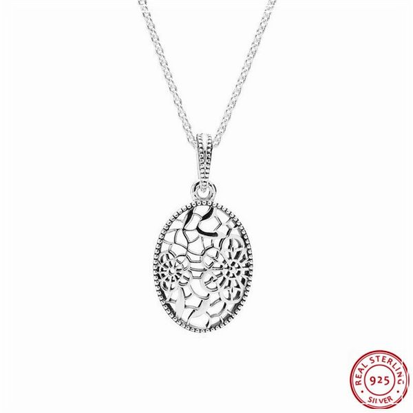 

popular 925 sterling silver elegant floral daisy lace pendant necklaces for women jewelry 60cm adjustable chain wholesale fln018
