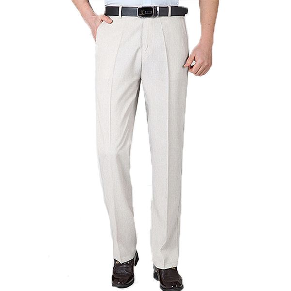 

2018 new arrival men's linen casual pants business casual high waist straight men's trousers new pants for men 45, Black