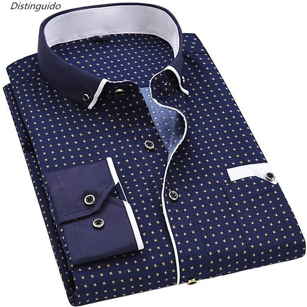 

men long sleeve shirt fashion print casual stitching fashion pocket design shirts soft comfortable men dressshirts mst007, White;black