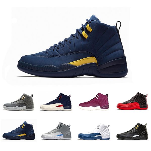 

new michigan 12 12s mens basketball shoes the master flu game gym red 12s taxi playoffs gs barons university blue sports sneakers shoes