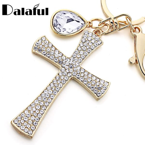 

new fashion full crystal cross keyrings keychains lucky teardrop purse bag pendant for women key chains holder rings for car k365, Slivery;golden