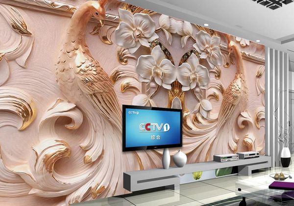 Benutzerdefinierte 3D Wandbild Wallpaper Wohnzimmer Peacock 3 D Wallpaper für Wände Sofa TV Hintergrund 3D Foto Tapete