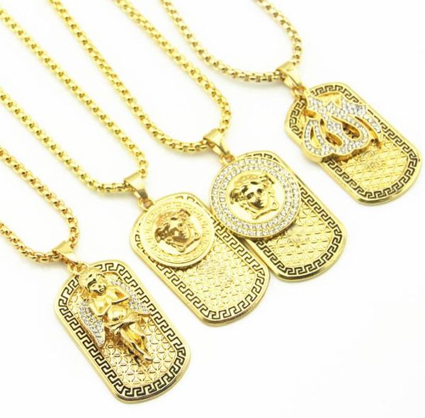 

with logo 2017 new hiphop medusha gd pendant necklace with corn chain 24k gold plated, hign quality and ing, Silver