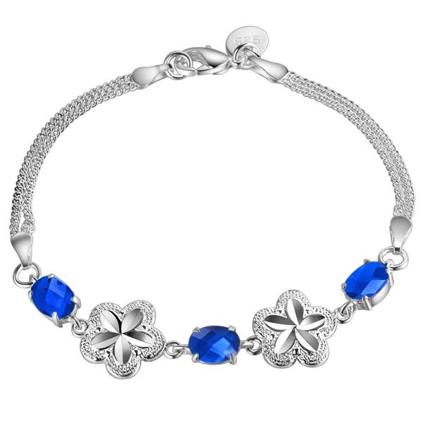

jewelry flower bangle for women jewelry bracelets blue crystal bracelet for women gift silver fashion bracelet ab357, Golden;silver