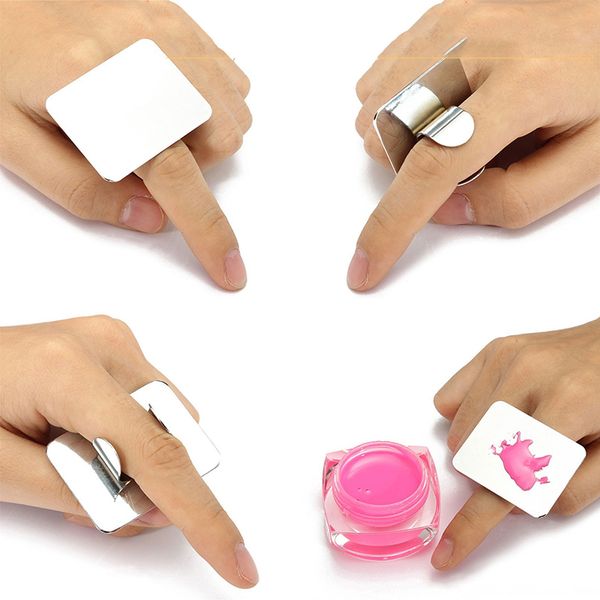 

salon manicure 1pc finger ring color palette make up cream foundation mixing palette cosmetic make up tool stainless steel plate
