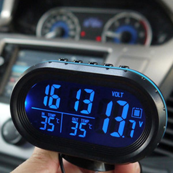 

mini car clock thermometer automotive thermometer hygrometer decoration ornament clock car digital time lcd display screen