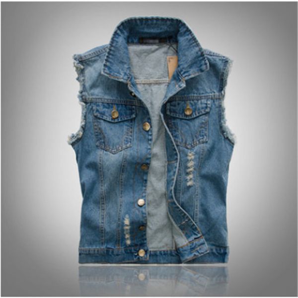 

2018 new fashion style men's denim vest men's cotton slim jacket vests sleeveless waistcoat denim jacket outerwear, Black;white