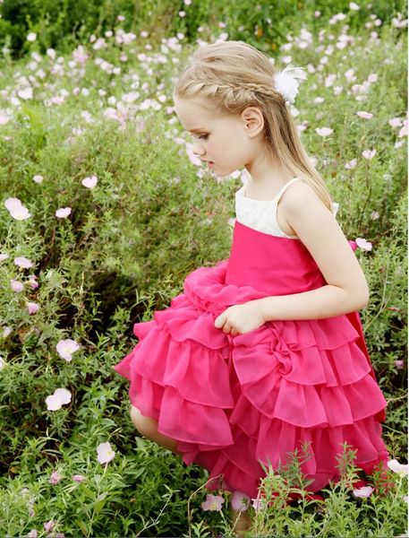 

lovely fuchsia&white straps layers tea-l flower girl dresses girls' pageant dresses holiday/party/birthday dress custom size 2-14 df723, White;blue