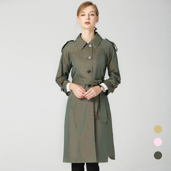 

2018 new autumn winter bird button windbreaker women's loose over the knee extra long windbreaker jacket coats female jackets, Tan;black