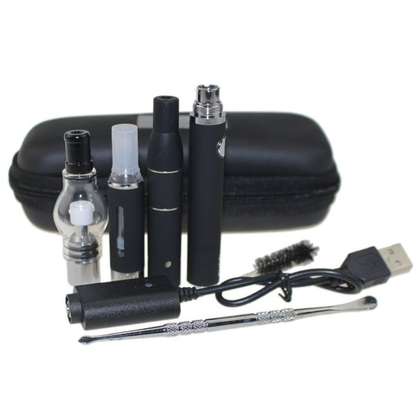 

3 in 1 zipper case Wax Vaporizer Pen Kit Dry Herb electronic cigarettes with atomizer MT3 Glass atomizer EVOD Battery 650mah 900mah 1100mah