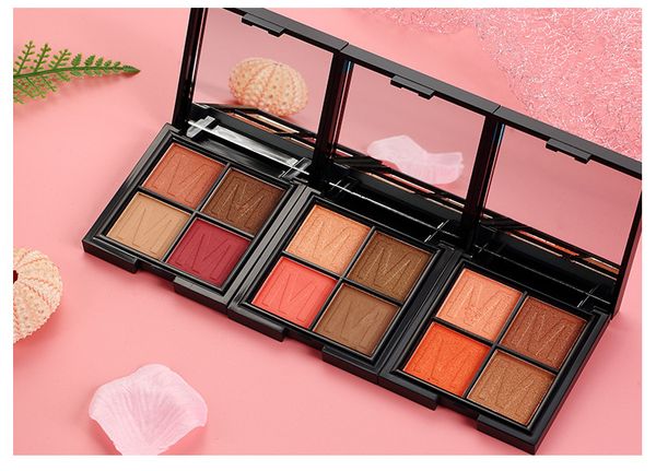 

gecomo 4 colors eye shadow palette with 6 different color style makeup smooth pearl light shimmer/matte eyeshadow three-dimensional color