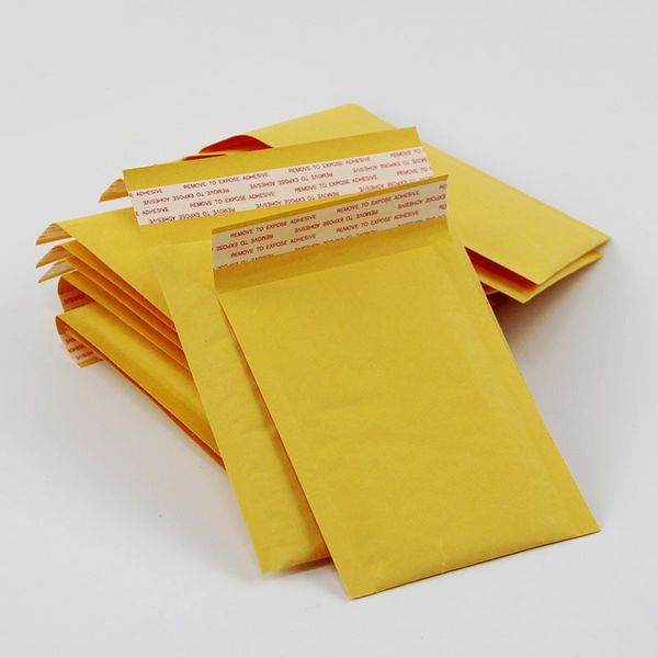 HOT Più nuovo 3.9 * 7.8 pollici 100 * 200mm + 40mm Kraft Bubble Mailers Buste Wrap Bags Busta imbottita Mail Packing Pouch Spedizione gratuita